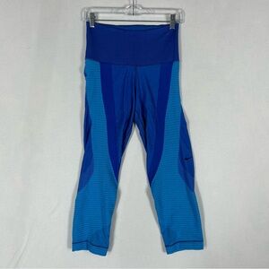 Nike Blue High Rise Leggings Womens L Large Crop Capri Compressive Style 810967